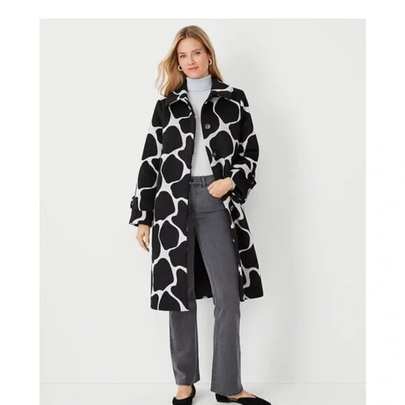Ann Taylor Jackets & Blazers - ANN TAYLOR Wool Blend Giraffe Print Mac Coat